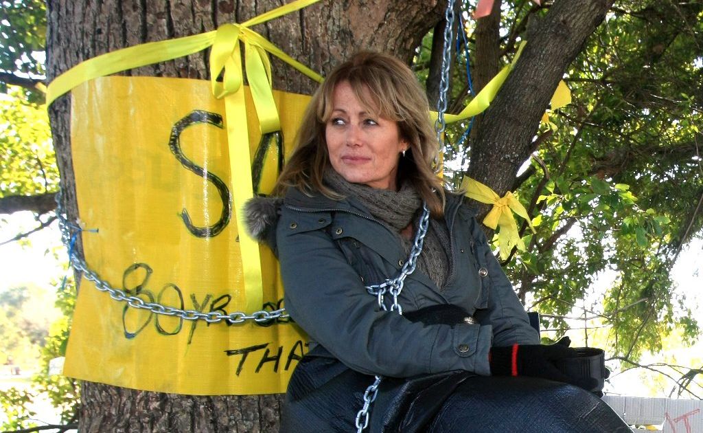 Lynne Hargreaves' protest has paid off and her beloved tree has been saved at Currumbin. Lynne Hargreaves' protest has paid off and her beloved tree has been saved at Currumbin.